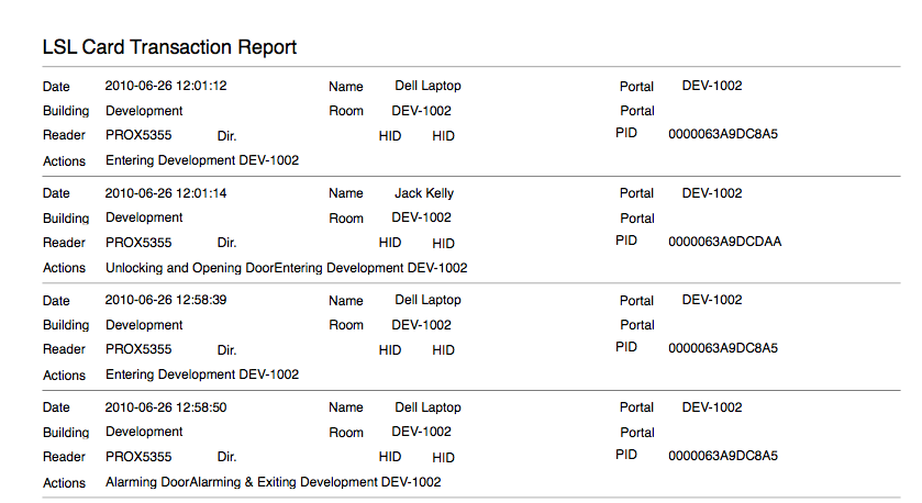 All Transactions report example